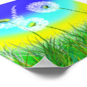タンポポ雑草時計 ポスター (角)