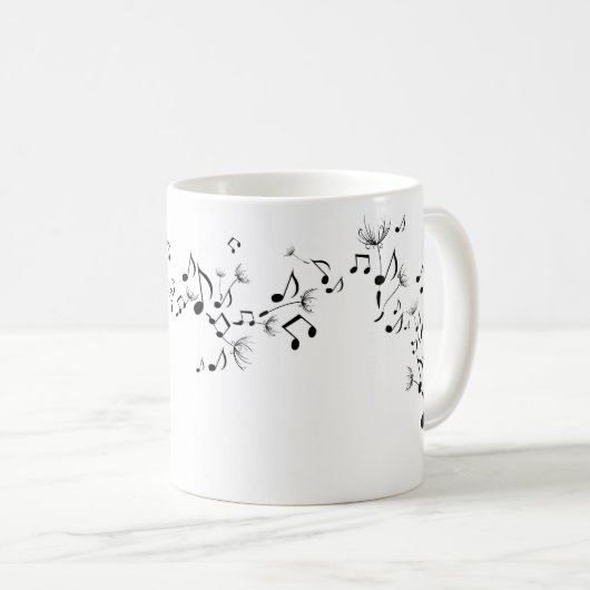 タンポポ音楽記号のマグ コーヒーマグカップ (正面右)
