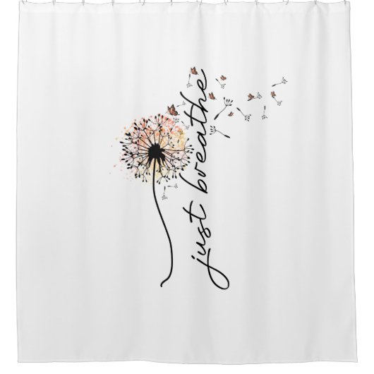 タンポポ願いシャワーカーテンサンセット蝶 シャワーカーテン (正面)