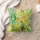 タンポポ鳥さくらんぼ夏の花フローラアート クッション (ブランケット)