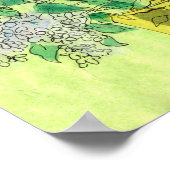 タンポポ鳥さくらんぼ夏の花フローラアートP ポスター (角)