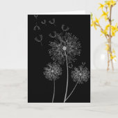 タンポポ黒と白のモダンフローラ カード (黄色い花)