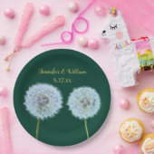 タンポポ、タンポポの時計は緑パーソナライズされた ペーパープレート (パーティー)