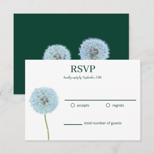 タンポポ, タンポポの綿毛 緑, 白 RSVP (正面/裏面)