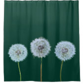 タンポポ,タンポポ時計の写真ダークグリーン シャワーカーテン (正面)