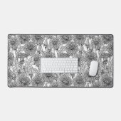 タンポポ，白黒 デスクマット (キーボード&マウス)