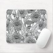 タンポポ，白黒 マウスパッド (マウス)