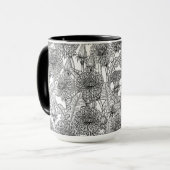 タンポポ,白黒 マグカップ (正面左)
