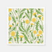 タンポポ，緑，黄色と白 スタンダードカクテルナプキン (正面)