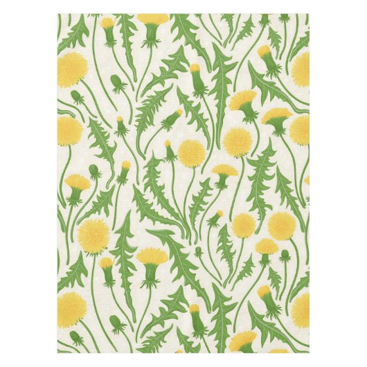 タンポポ，緑，黄色と白 テーブルクロス (正面)