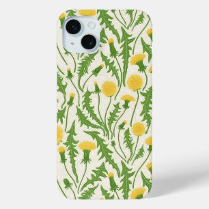 タンポポ,緑,黄色と白 iPhone 15 MINIケース