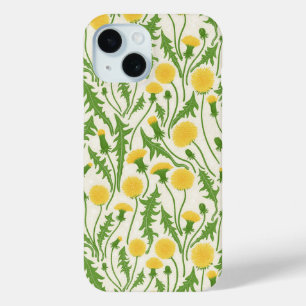 タンポポ,緑,黄色と白 iPhone 15ケース