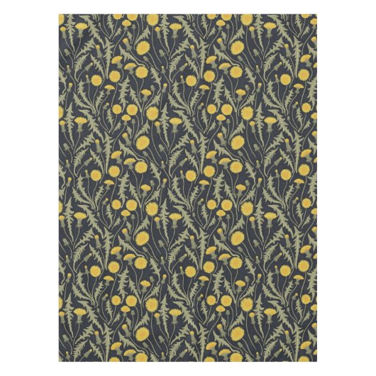 タンポポ，緑，黄，黒 テーブルクロス (正面)