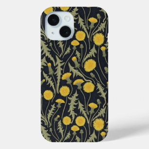 タンポポ,緑,黄,黒 iPhone 15ケース
