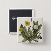 タンポポ(色の版木、銅版、版画) 缶バッジ (正面&裏面)