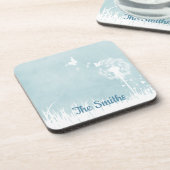 タンポポ，蝶と青い空 コースター (左側)