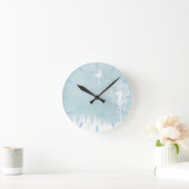 タンポポ，蝶と青い空 ラウンド壁時計 (ホーム)