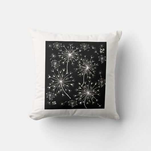 タンポポ，野生の花と蜂蜜の蜂 クッション (正面)