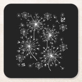 タンポポ，野生の花と蜂蜜の蜂 スクエアペーパーコースター (正面)