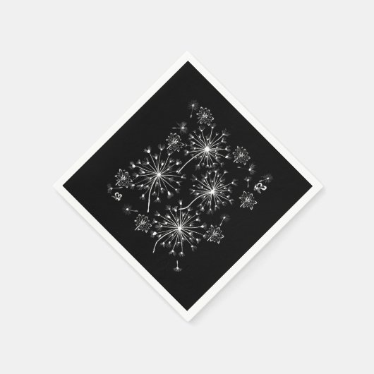 タンポポ，野生の花と蜂蜜の蜂 スタンダードカクテルナプキン (角)