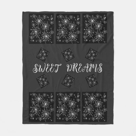 タンポポ，野生の花と蜂蜜の蜂 フリースブランケット (正面)