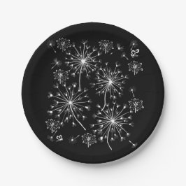 タンポポ，野生の花と蜂蜜の蜂 ペーパープレート