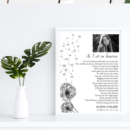 タンポポA私は天国メモリアル歓迎サインに座る フォトプリント           