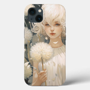 タンポポiPhone 13ケースを持つ女の子 iPhone 13ケース