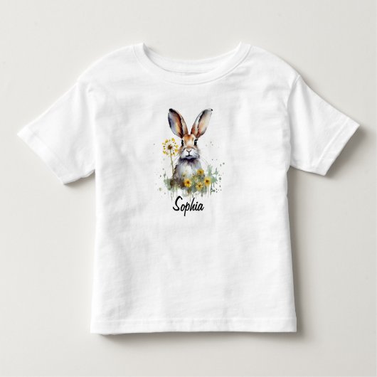 タンポポTシャツ付き水彩バニー トドラーTシャツ (正面)