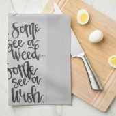 タンポ感動的リの雑草と願いを持つフレーズ キッチンタオル (四つ折り)