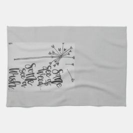 タンポ感動的リの雑草と願いを持つフレーズ キッチンタオル