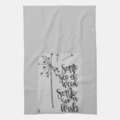 タンポ感動的リの雑草と願いを持つフレーズ キッチンタオル (縦)