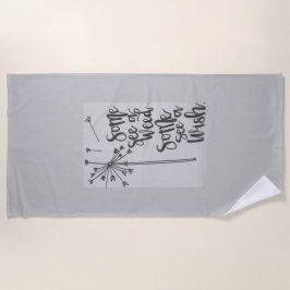 タンポ感動的リの雑草と願いを持つフレーズ ビーチタオル