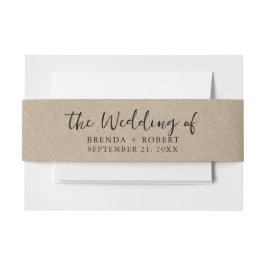 タンミニマルリネンのテクスチャブラックスクリプト 招待状ベリーバンド