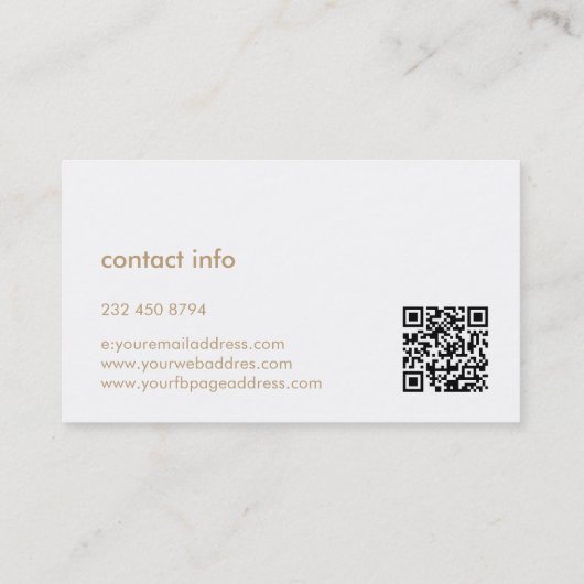 タンミニマルリネンホワイトタイポグラフィ 名刺 (裏面)