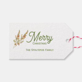 タンモダングリーンクリスマス水彩植物園 ギフトタグ