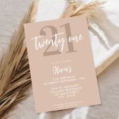 タンモダンブラウンエレガント21歳の誕生日 招待状