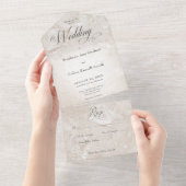 タンモダンマーブルミニマル夕食なし オールインワン招待状 (貼ってはがせる)