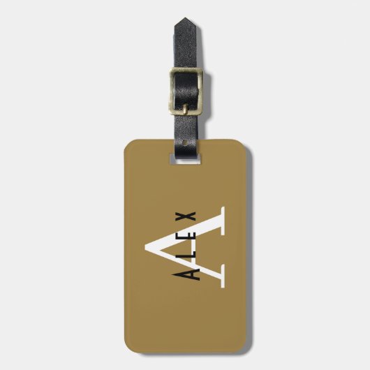 タンモダンモノグラム名+イニシャル ラゲッジタグ (正面縦)