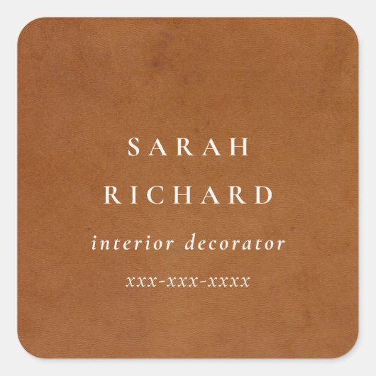タンモダンレ素朴ザーのテクスチャーカスタムビジネス スクエアシール (正面)