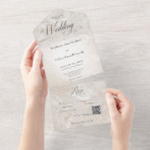 タンモダン大理石ミニマルQRコード オールインワン招待状 (貼ってはがせる)