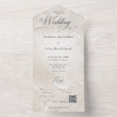 タンモダン大理石ミニマルQRコード オールインワン招待状 (内側)