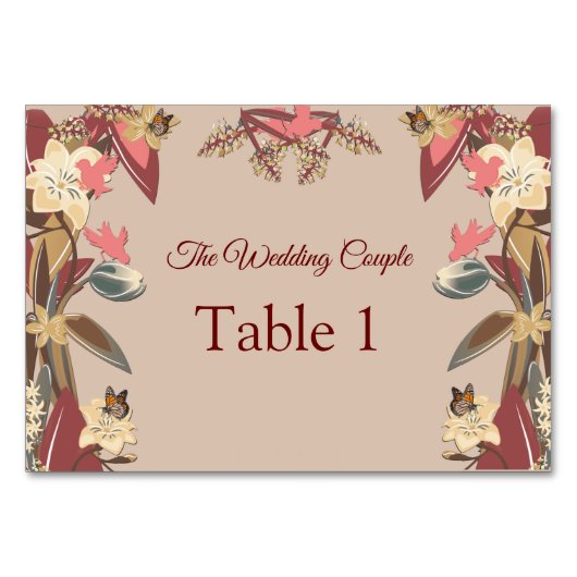 タンモダン – マルサラ – ワインのトーンストライプテーブルカード テーブルナンバー (正面)