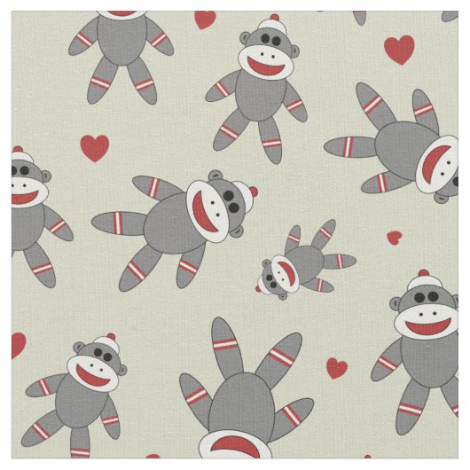 タンモンキーハート付き ファブリック (クローズアップ)