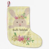 タンラビットピンク金ゴールドポインセチアフローラ スモールクリスマスストッキング (正面)