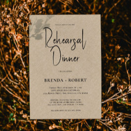 タンリネンシンプルホワイトスクリプトリハーサルディナー 招待状