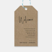 タンリネン シンプルスクリプト ウェルカム ウェディング ギフトタグ (正面)