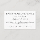 タンリリリカルモダンシューダンス先生スタジオ 名刺 (裏面)