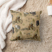 タンレザーのテクスチャーにスティームパンクの彫刻 クッション (ブランケット)