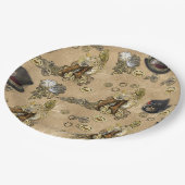 タンレザーのテクスチャーにスティームパンクの彫刻 ペーパープレート (アングル)